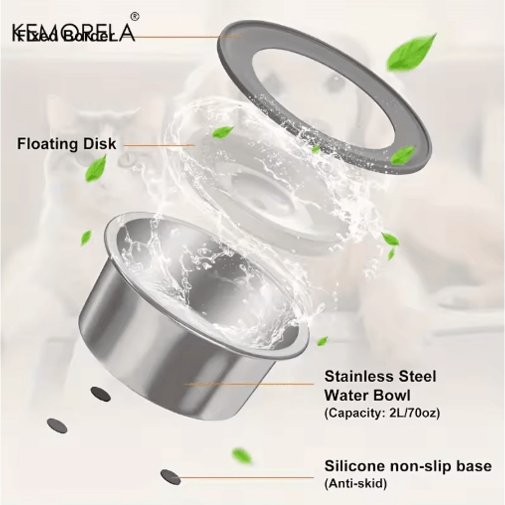 AntiSpill Stainless Steel Dog Water Bowl Floating Disk Slow Drinking Bowl For Clean Dry Mouths 6