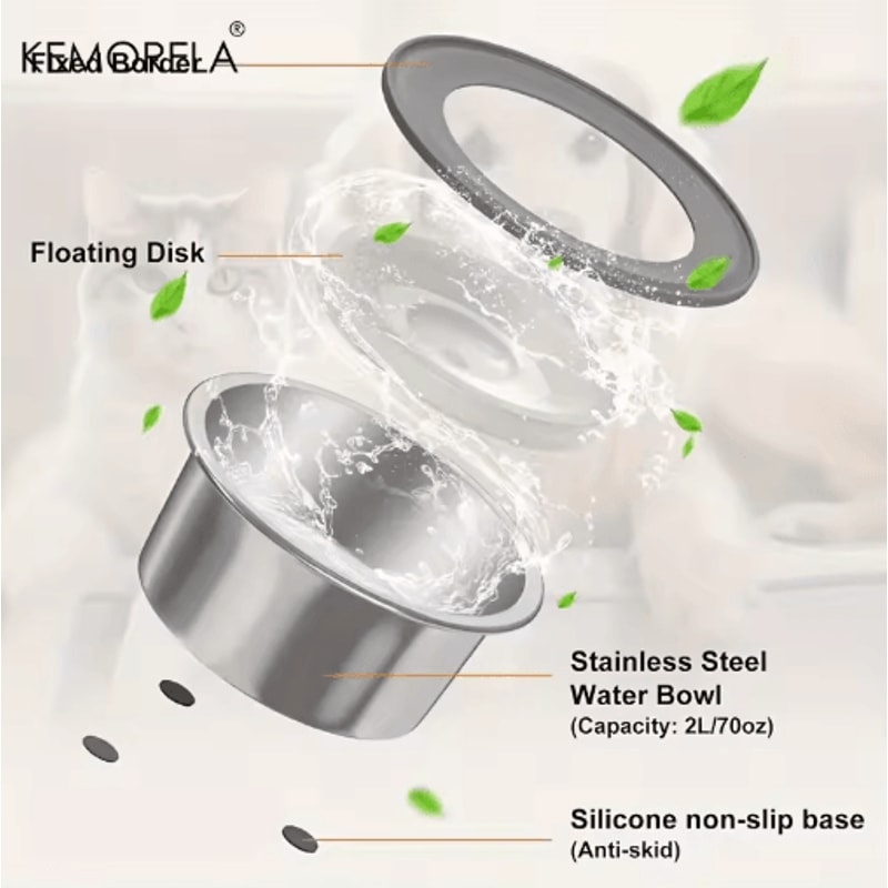 AntiSpill Stainless Steel Dog Water Bowl Floating Disk Slow Drinking Bowl For Clean Dry Mouths 6
