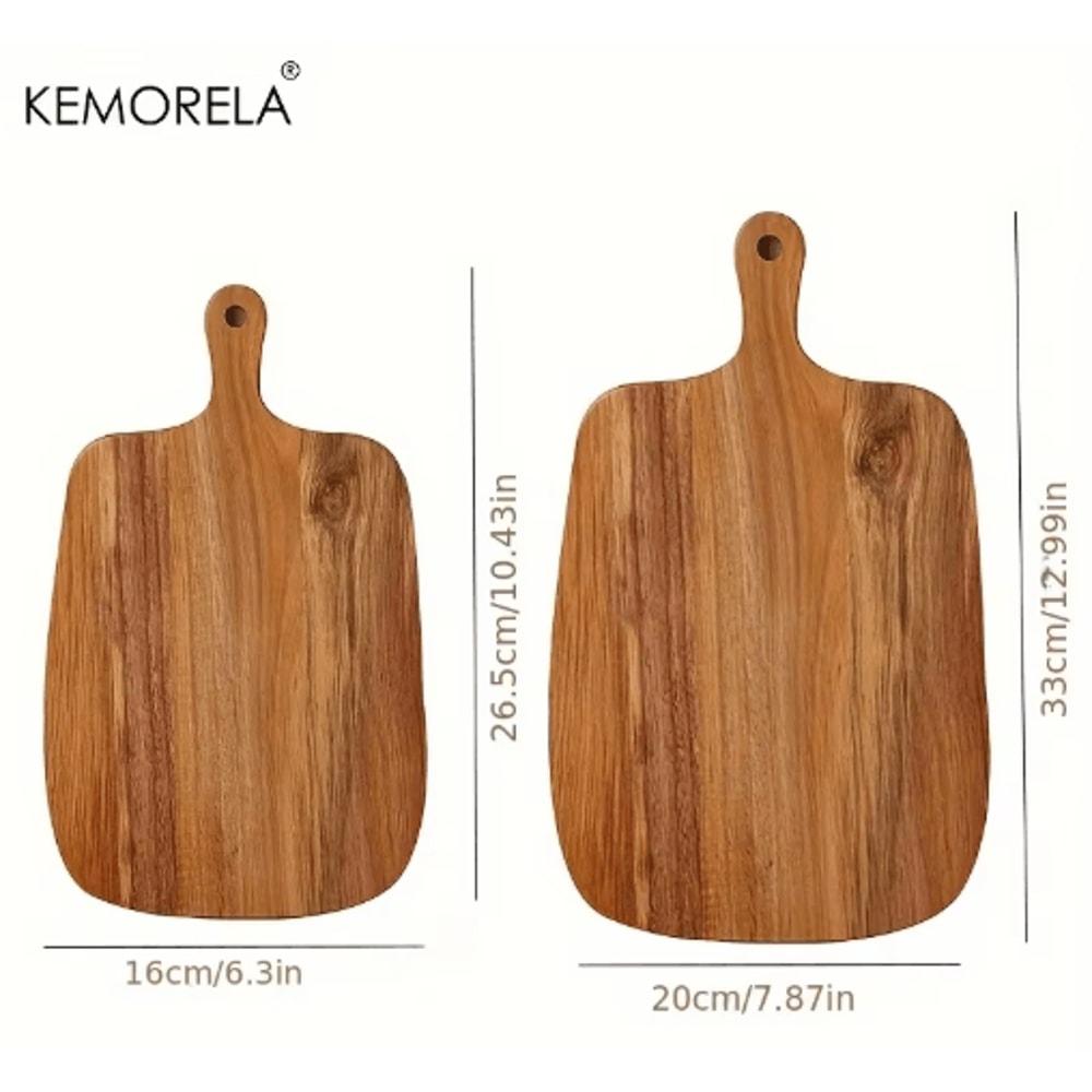 KEMORELA FoodSafe Wooden Cutting Board With Handle Durable Serving Prep Board 3