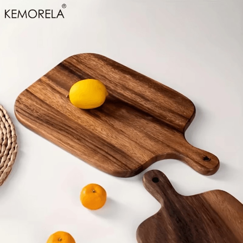 KEMORELA FoodSafe Wooden Cutting Board With Handle Durable Serving Prep Board 5