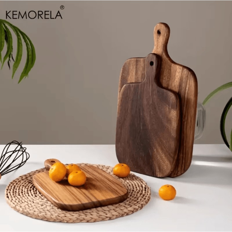 KEMORELA FoodSafe Wooden Cutting Board With Handle Durable Serving Prep Board 6