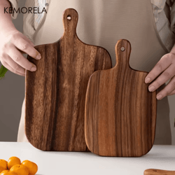 kemorela food-safe wooden cutting board with handle durable serving & prep board