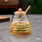 Glass Honeycomb Honey Storage Jar With Dipper Lid Decorative Honey Bottle For Kitchen Parties 3