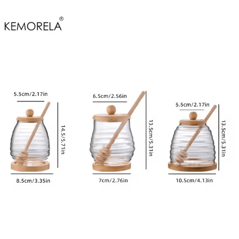 Glass Honeycomb Honey Storage Jar With Dipper Lid Decorative Honey Bottle For Kitchen Parties 4