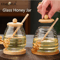 Glass Honeycomb Honey Storage Jar With Dipper Lid Decorative Honey Bottle For Kitchen Parties 0