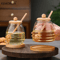 Glass Honeycomb Honey Storage Jar With Dipper Lid Decorative Honey Bottle For Kitchen Parties 8