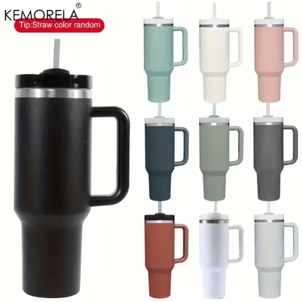 KEMORELA LargeCapacity Stainless Steel Cold Cup Tumbler 9001200ML Insulated Thermos Cup With Handle 0