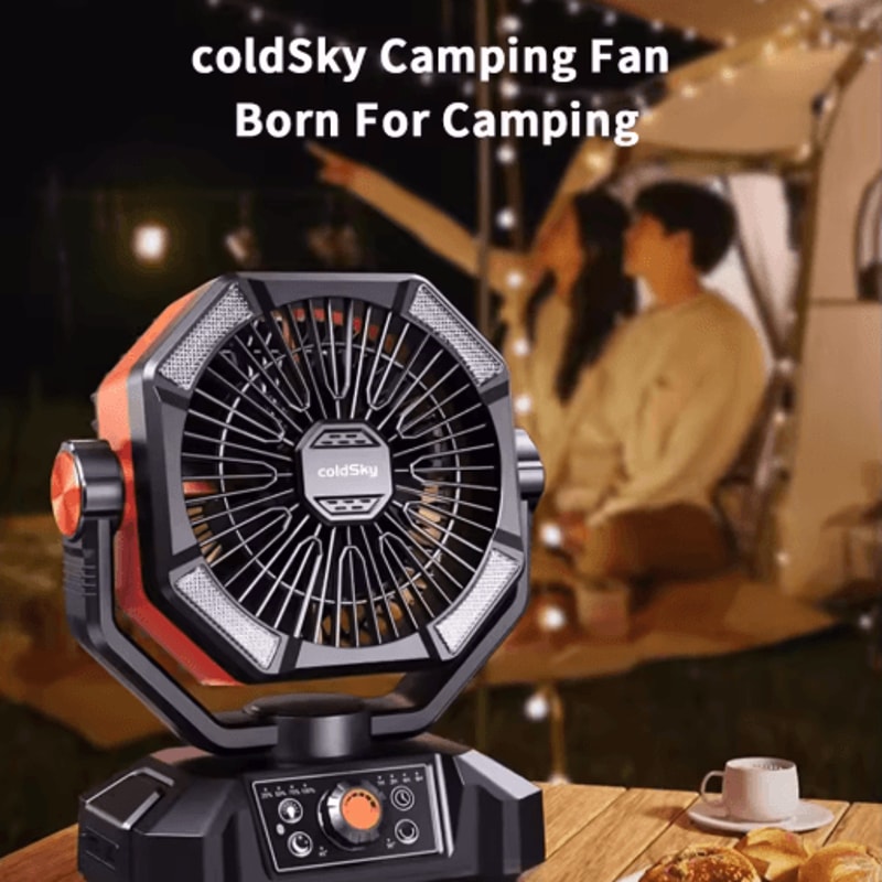 20000mAh Rechargeable Camping Fan With LED Lantern 8Speed Control 7
