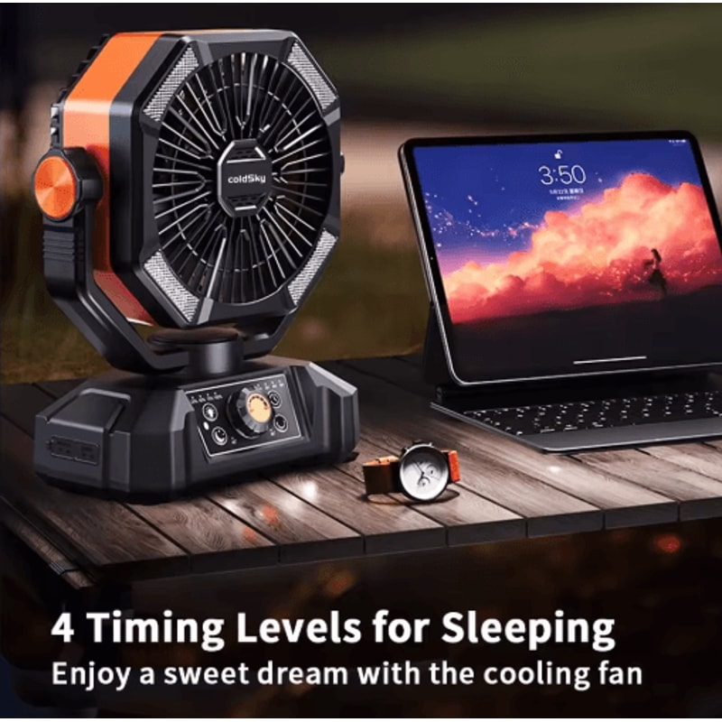 20000mAh Rechargeable Camping Fan With LED Lantern 8Speed Control 8