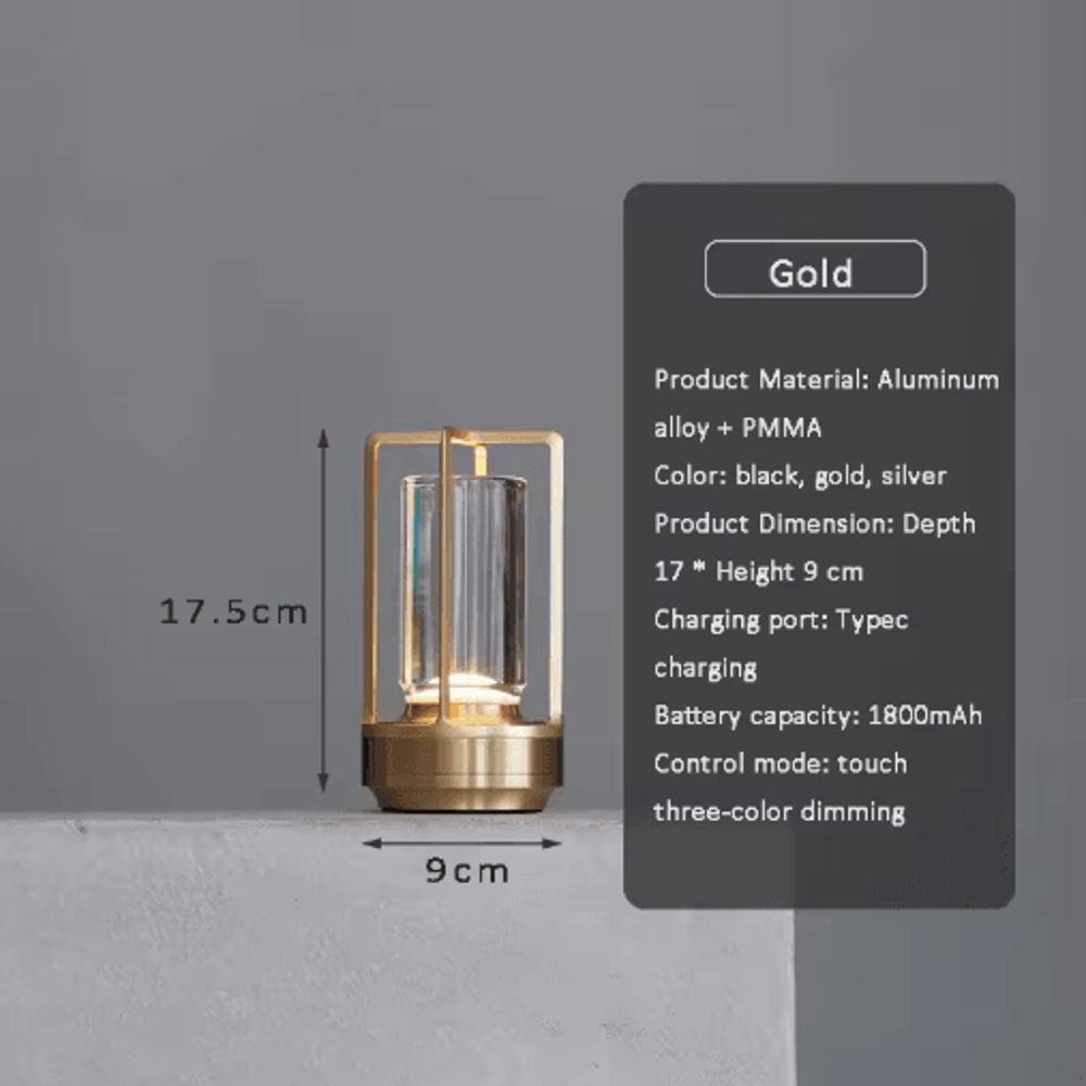 Rechargeable Crystal LED Touch Table Lamp In Aluminum Alloy 5