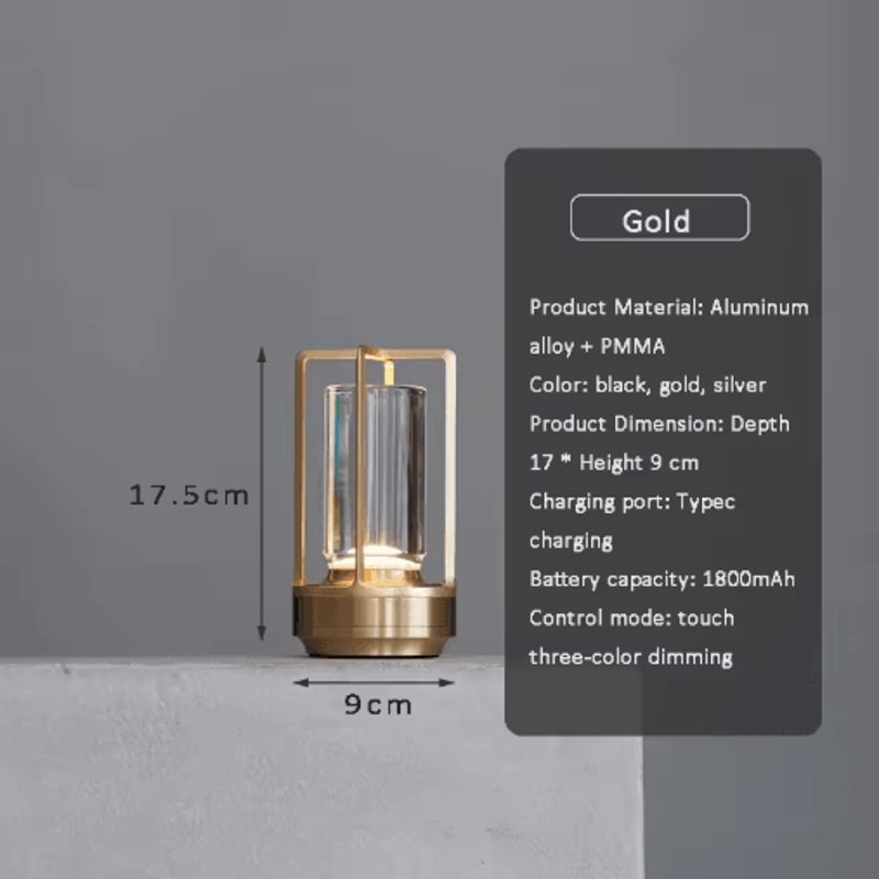 Rechargeable Crystal LED Touch Table Lamp In Aluminum Alloy 5
