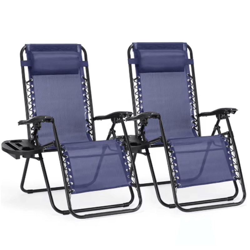 JHK Zero Gravity Portable Recliner Chair Set With Cup Holder Adjustable Pillow 2Pack 3