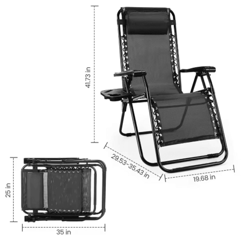 JHK Zero Gravity Portable Recliner Chair Set With Cup Holder Adjustable Pillow 2Pack 7