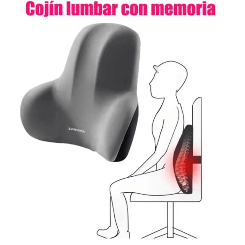 Memory Foam Lumbar Back Cushion For Car Office Gaming Chairs 0