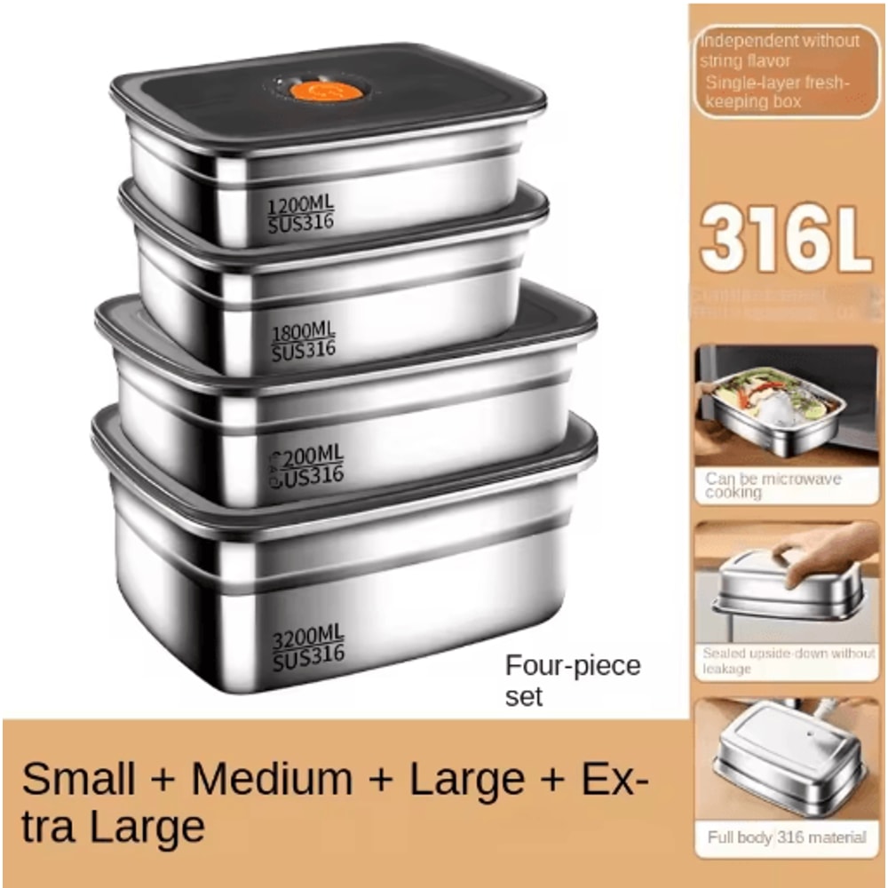 304 Stainless Steel LeakProof Bento Lunch Box For Storage Travel 4