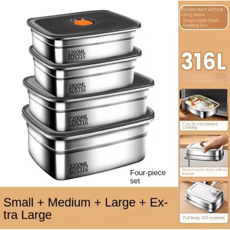 304 Stainless Steel LeakProof Bento Lunch Box For Storage Travel 8