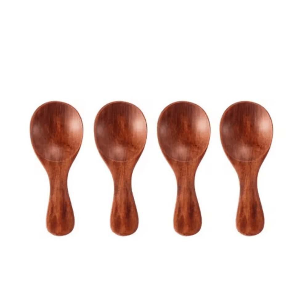 Mini Wooden Spice Coffee Spoons Set 4Piece Short Handle 2