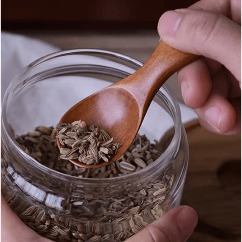 Mini Wooden Spice Coffee Spoons Set 4Piece Short Handle 6