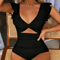 Contrast Mesh OnePiece Swimsuit With VNeck HighCut Design 4