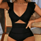 Contrast Mesh OnePiece Swimsuit With VNeck HighCut Design 9