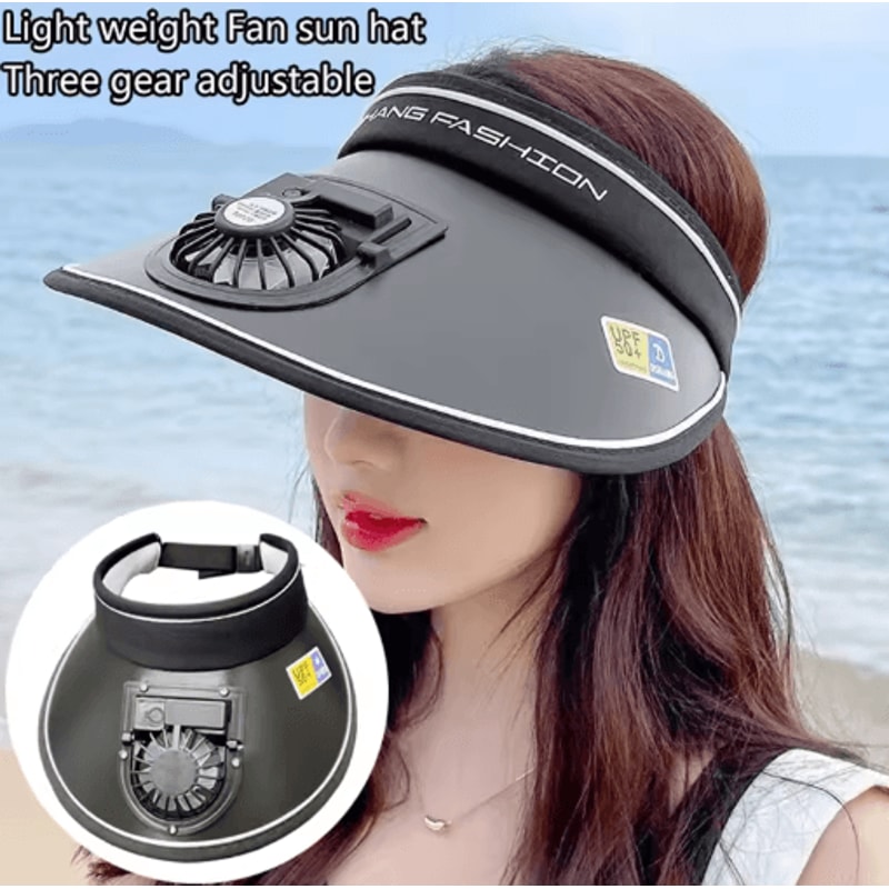 Breathable Cooling Fan Sun Visor Hat With USB Rechargeable Fan 9