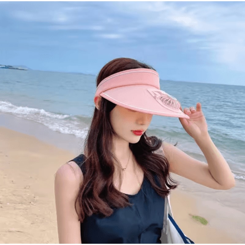 Breathable Cooling Fan Sun Visor Hat With USB Rechargeable Fan 0