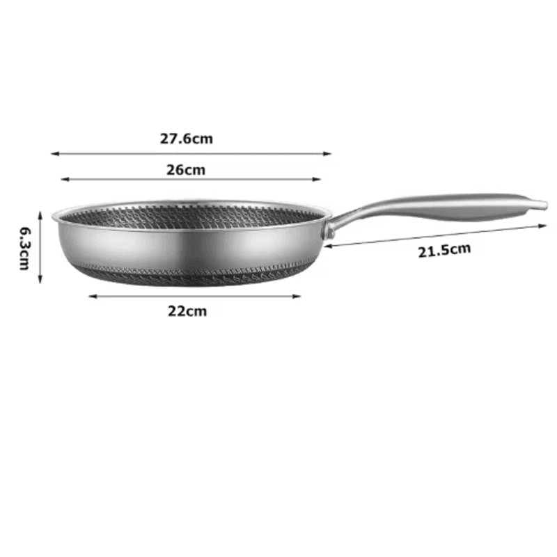 LMETJMA Stainless Steel Honeycomb Nonstick Frying Pan With Lid 2