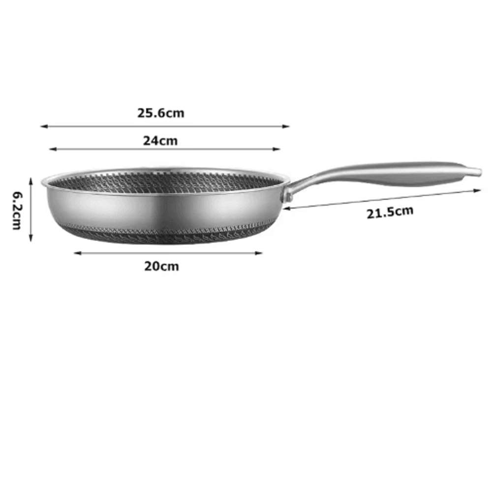 LMETJMA Stainless Steel Honeycomb Nonstick Frying Pan With Lid 5