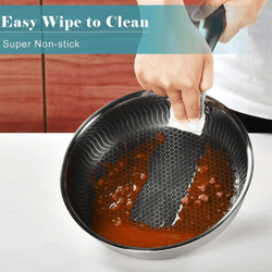 lmetjma stainless steel honeycomb nonstick frying pan with lid