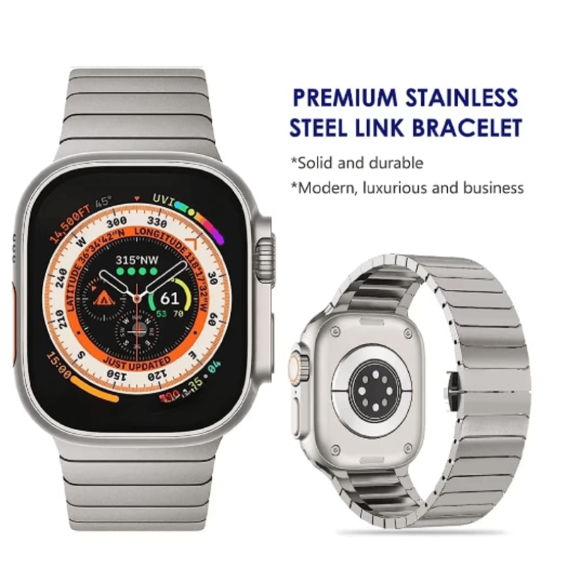 Titanium Color Stainless Steel Band For Apple Watch Ultra And Series 0