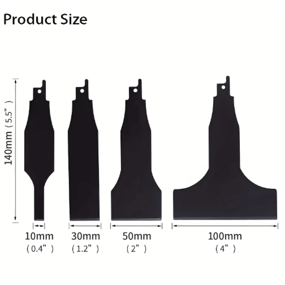 HeavyDuty Reciprocating Saw Scraper Blade Set 4Piece Steel Removal Kit 5