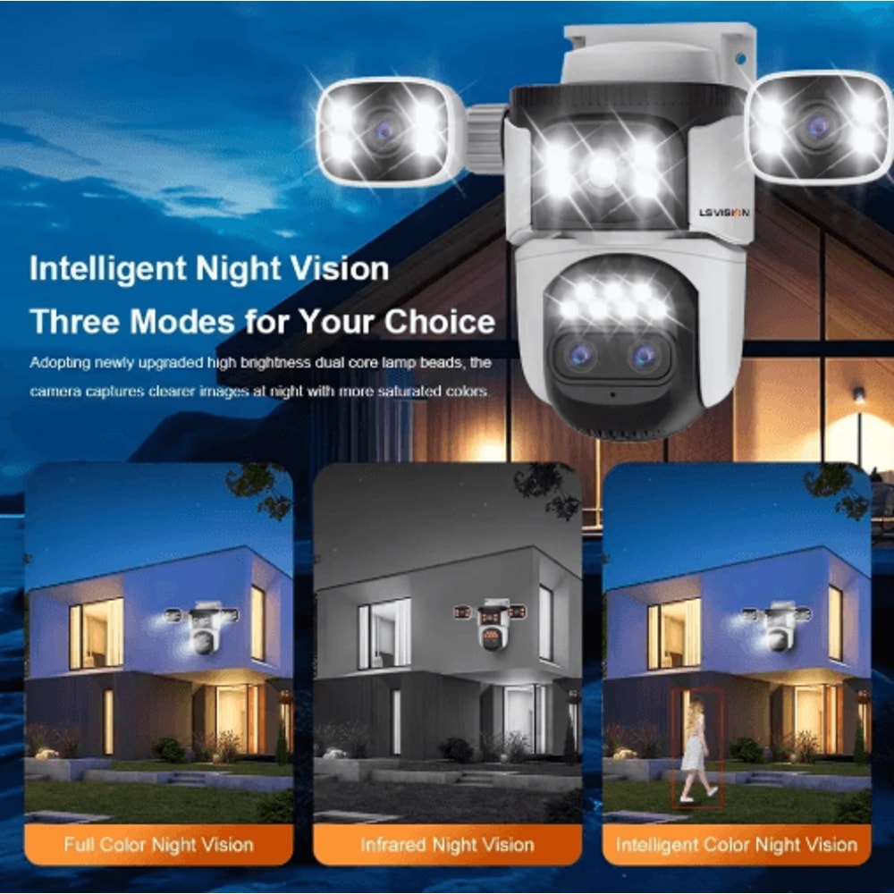 LS VISION 20MP 10X Zoom TripleScreen WiFi Outdoor PTZ Security Camera 0