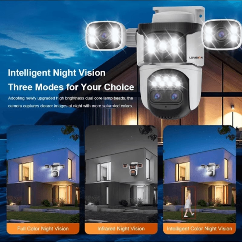 LS VISION 20MP 10X Zoom TripleScreen WiFi Outdoor PTZ Security Camera 0