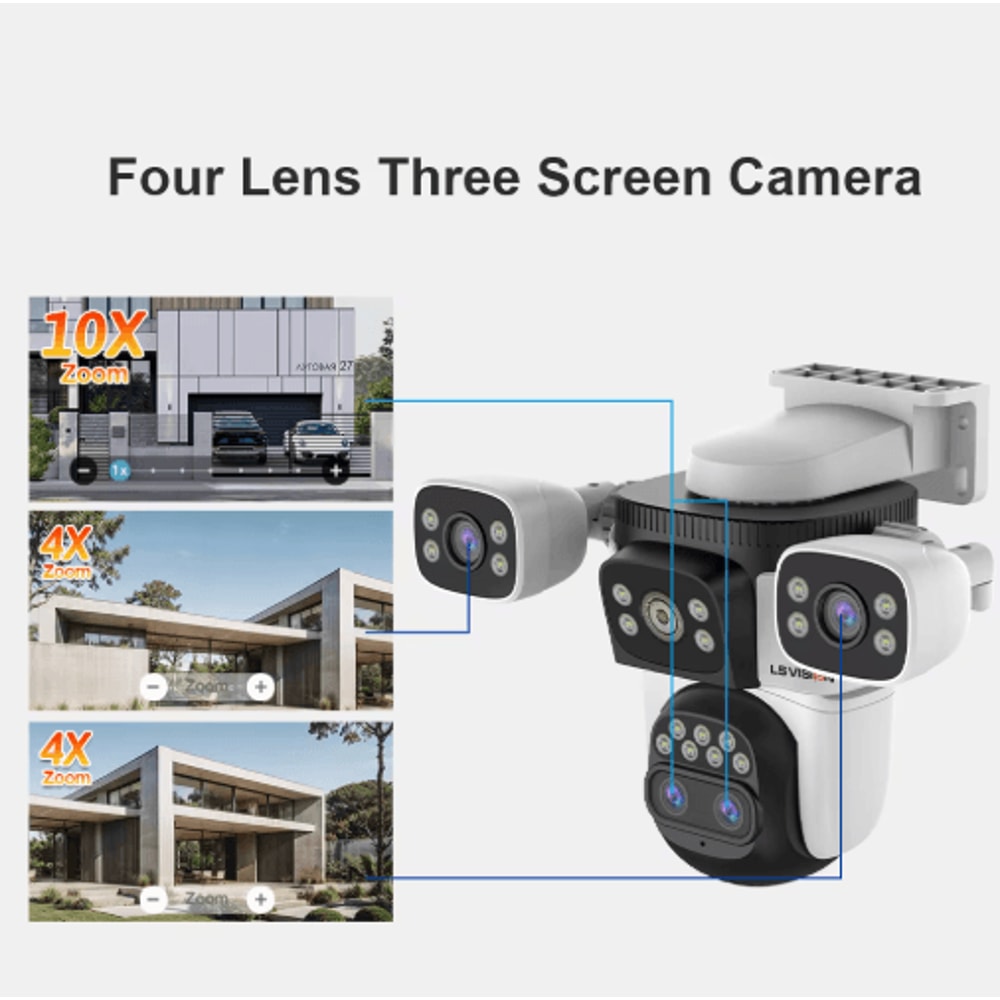 LS VISION 20MP 10X Zoom TripleScreen WiFi Outdoor PTZ Security Camera 9