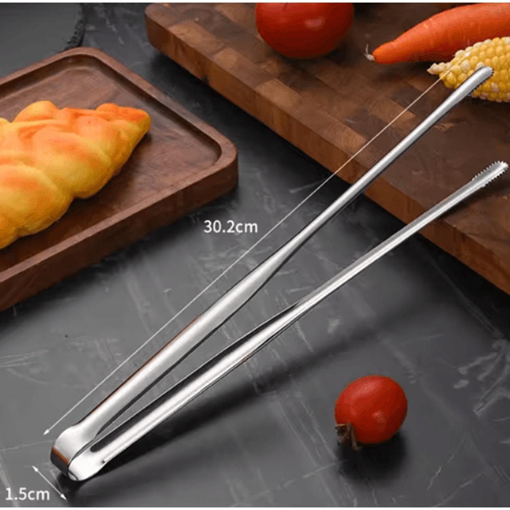 Stainless Steel BBQ Grill Tongs NonSlip Food Clip For Cooking Entertaining 1