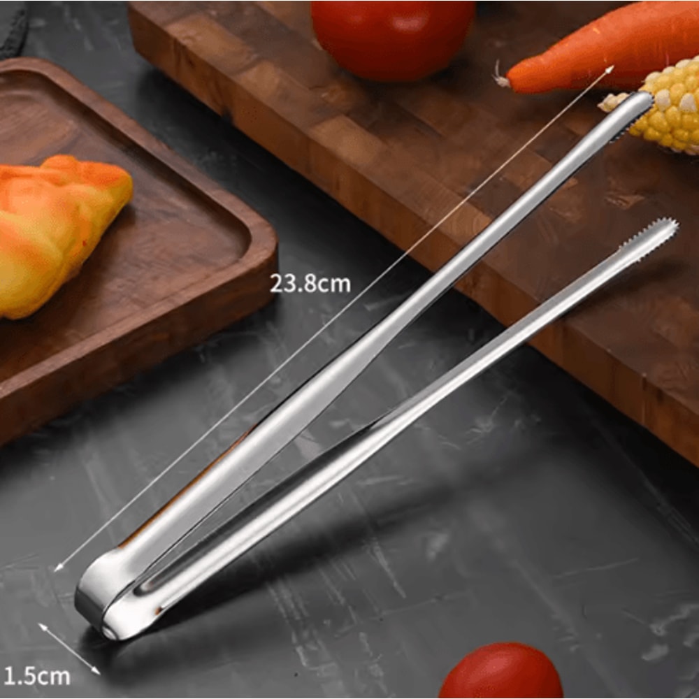 Stainless Steel BBQ Grill Tongs NonSlip Food Clip For Cooking Entertaining 2