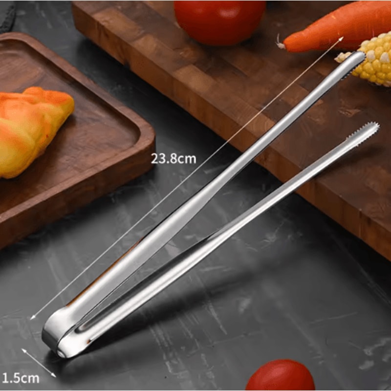 Stainless Steel BBQ Grill Tongs NonSlip Food Clip For Cooking Entertaining 2