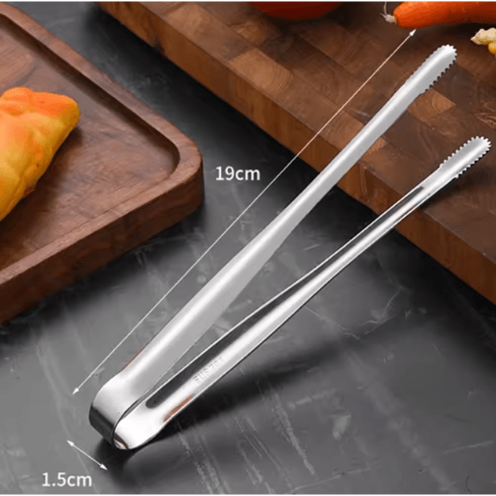 Stainless Steel BBQ Grill Tongs NonSlip Food Clip For Cooking Entertaining 3
