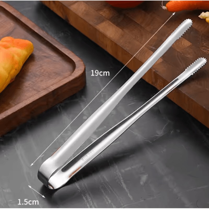 Stainless Steel BBQ Grill Tongs NonSlip Food Clip For Cooking Entertaining 3