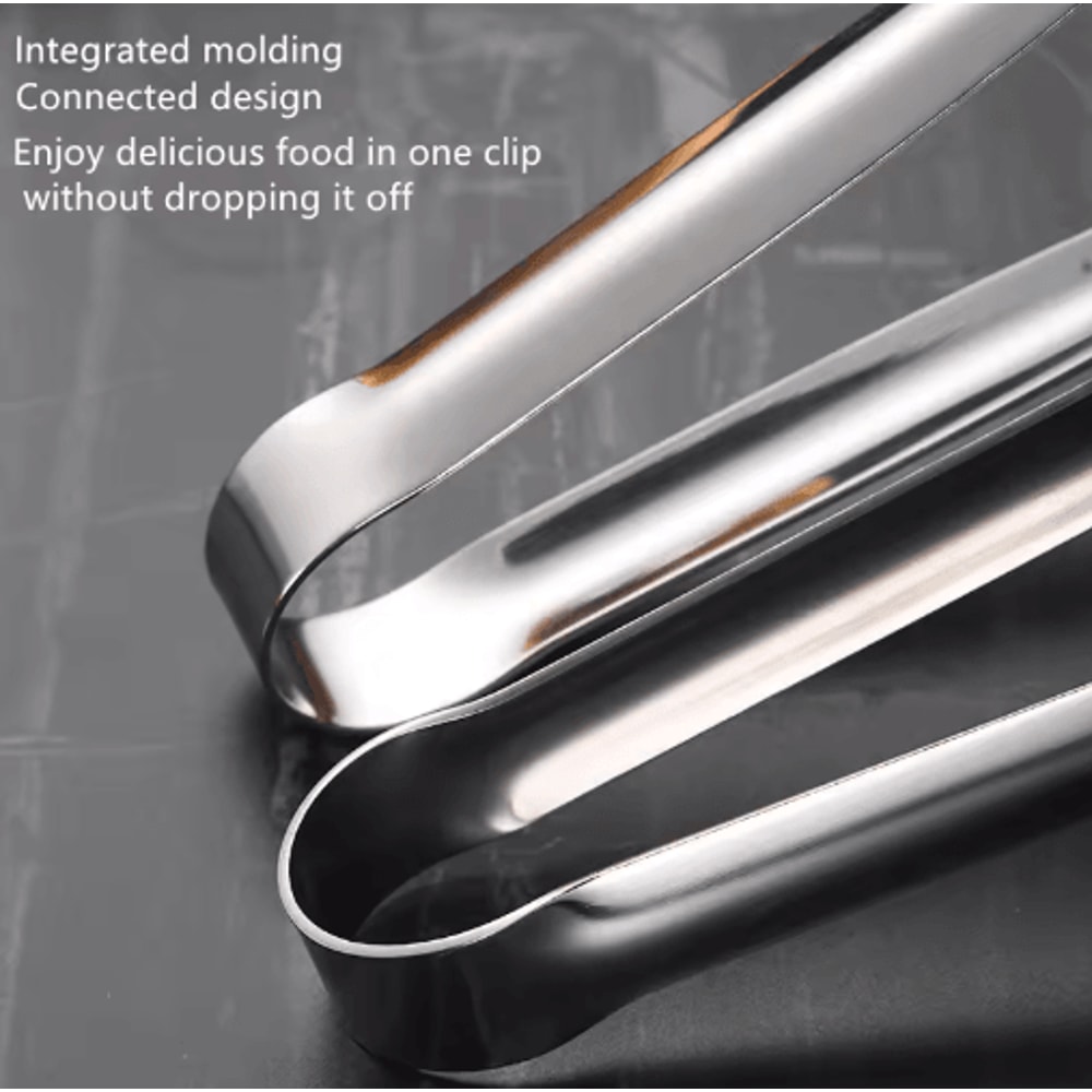 Stainless Steel BBQ Grill Tongs NonSlip Food Clip For Cooking Entertaining 5
