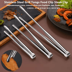 stainless steel bbq grill tongs – non-slip food clip for cooking & entertaining
