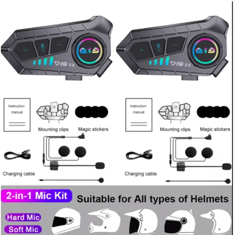 Kebidumei YP10 2X Bluetooth 53 Motorcycle Helmet Intercom Headset 1