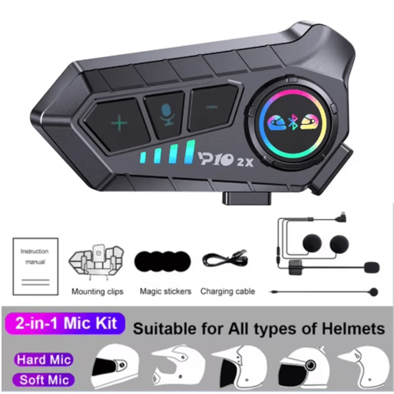 Kebidumei YP10 2X Bluetooth 53 Motorcycle Helmet Intercom Headset 4