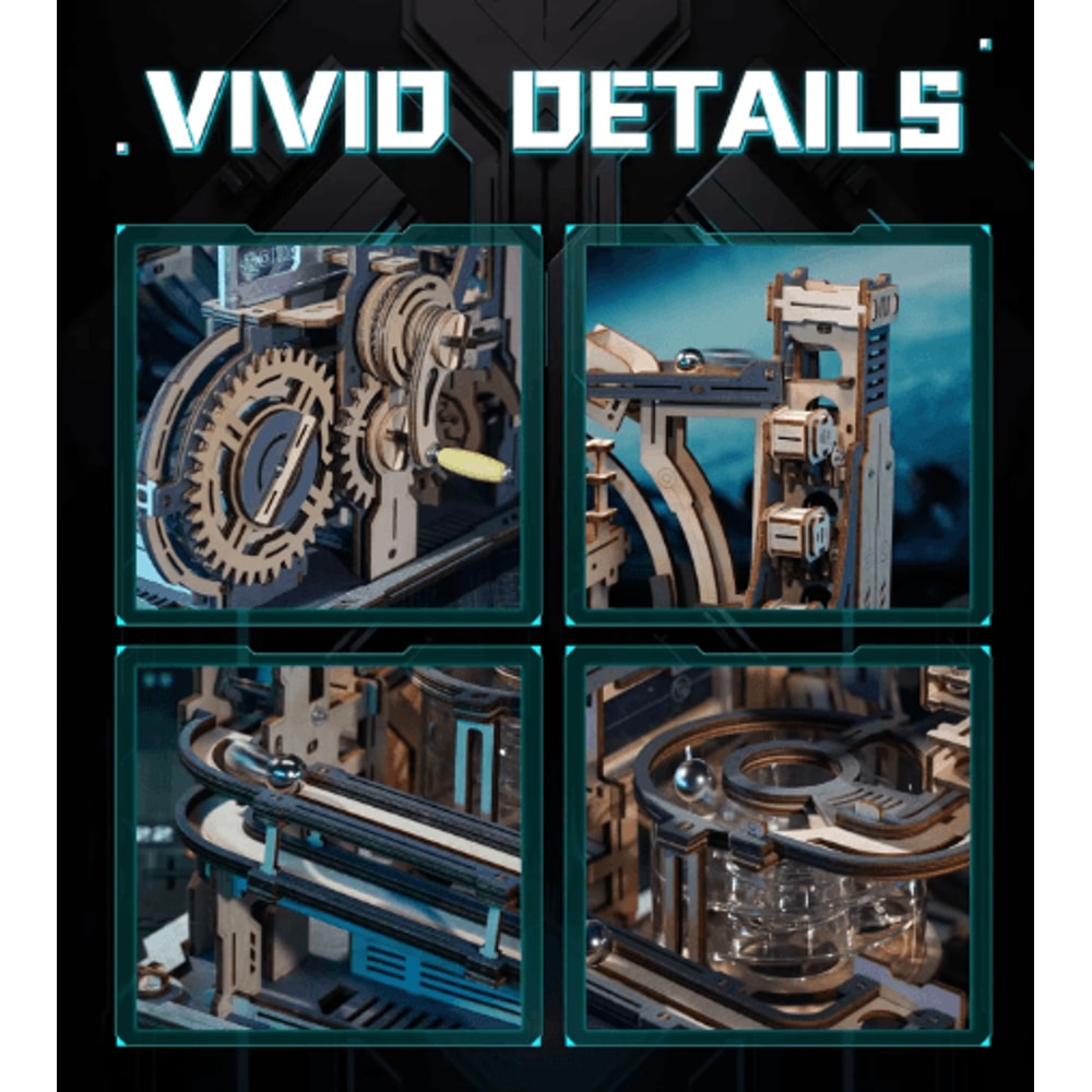 Robotime ROKR Electric Marble Spaceport 3D Wooden Puzzle Model Kit 5