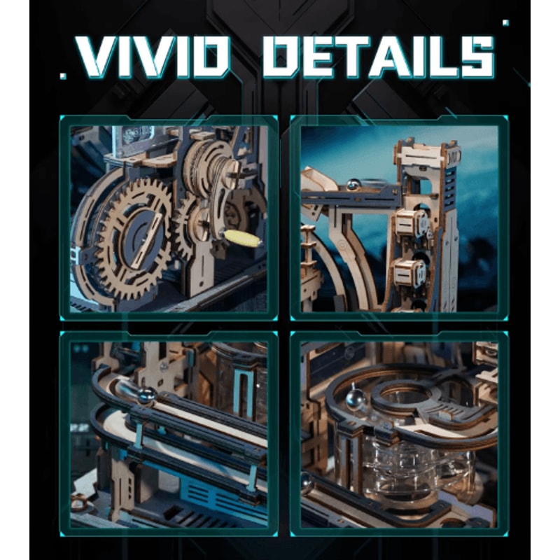 Robotime ROKR Electric Marble Spaceport 3D Wooden Puzzle Model Kit 5