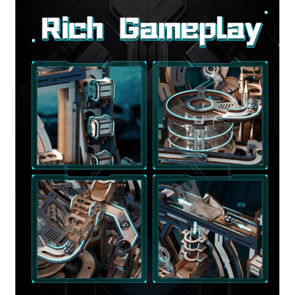 Robotime ROKR Electric Marble Spaceport 3D Wooden Puzzle Model Kit 6