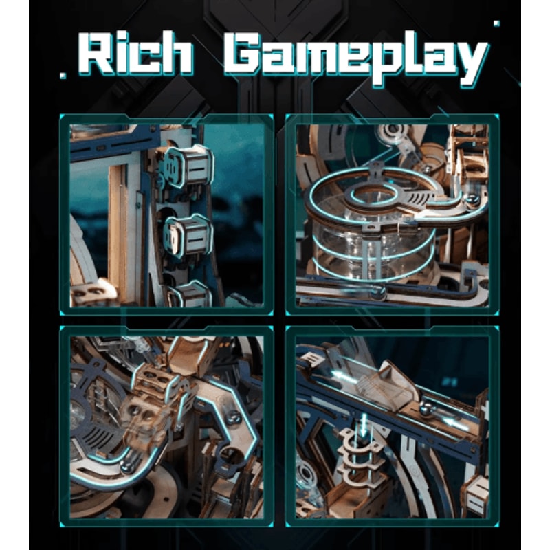 Robotime ROKR Electric Marble Spaceport 3D Wooden Puzzle Model Kit 6