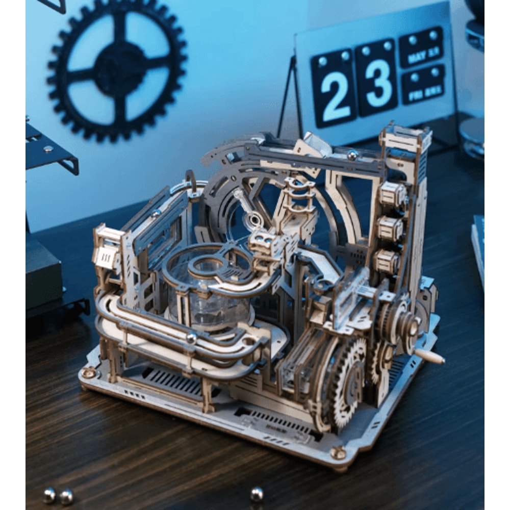 Robotime ROKR Electric Marble Spaceport 3D Wooden Puzzle Model Kit 0