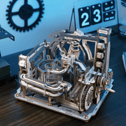 robotime rokr electric marble spaceport 3d wooden puzzle model kit