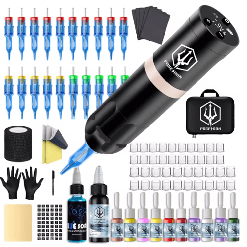 POSEIDON New Memory Wireless Tattoo Pen Kit Professional Permanent Makeup Machine 1